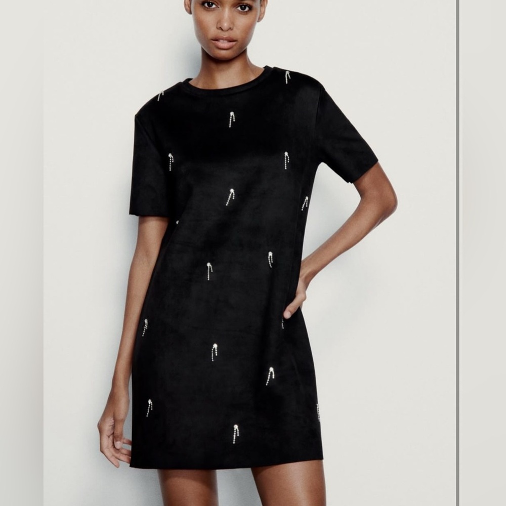 Zara Black Mini Dress with Silver Accents
